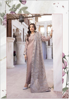 Sequence by Simrans  3 piece embroidered readymade suit in brown