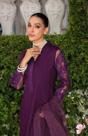 SIMRANS Ivana beaded embroidered lawn suit in purple Mother Daughter/kids