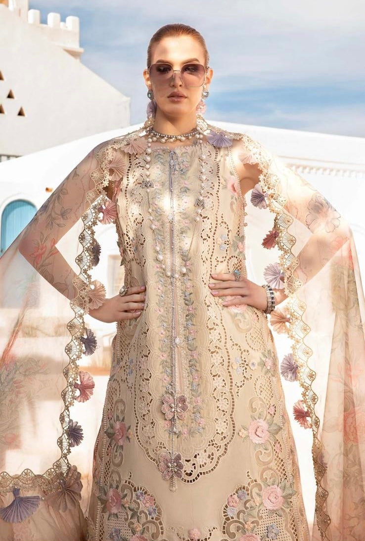 SIMRANS Maria B Inspired Embroidered Lawn D2423-3 Piece Outfit With Straight Trousers