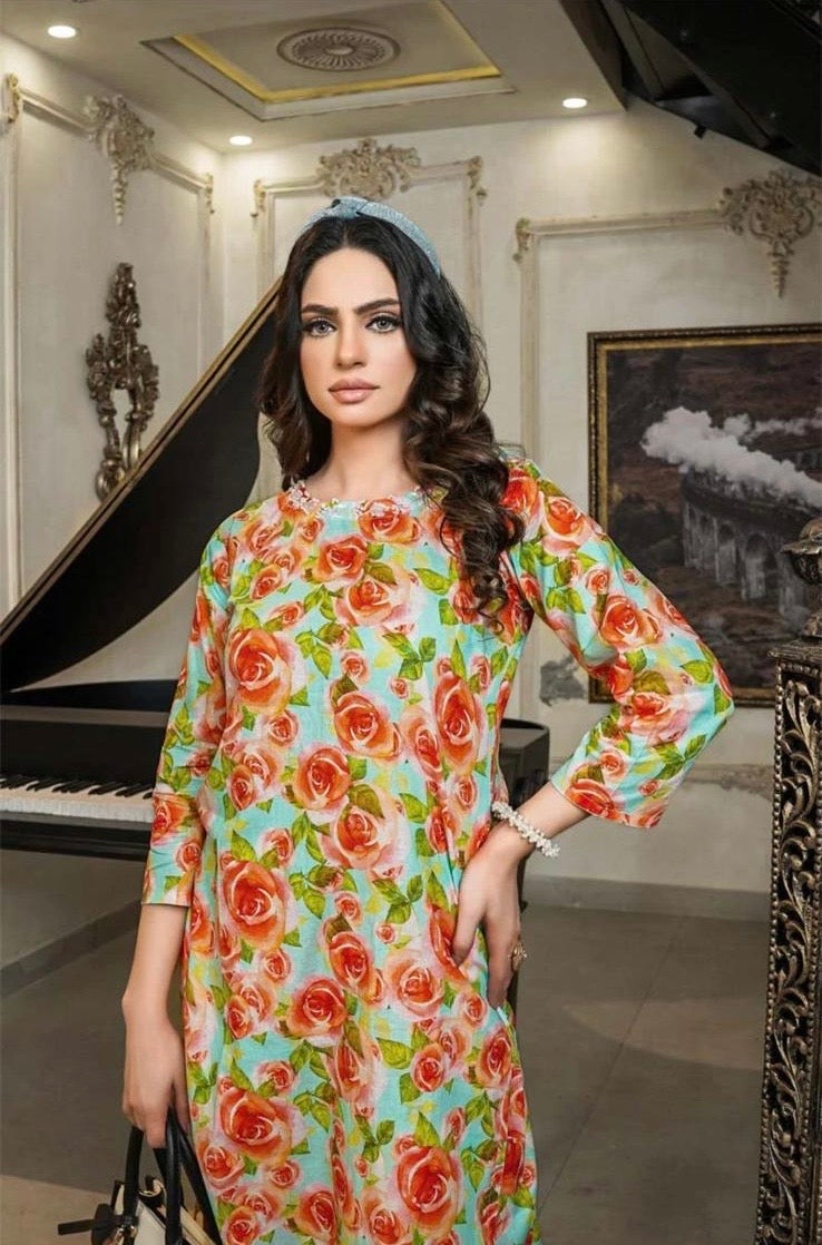 SIMRANS Rozana Floral Printed 2 Piece Lawn Co-ords Outfit Set D2