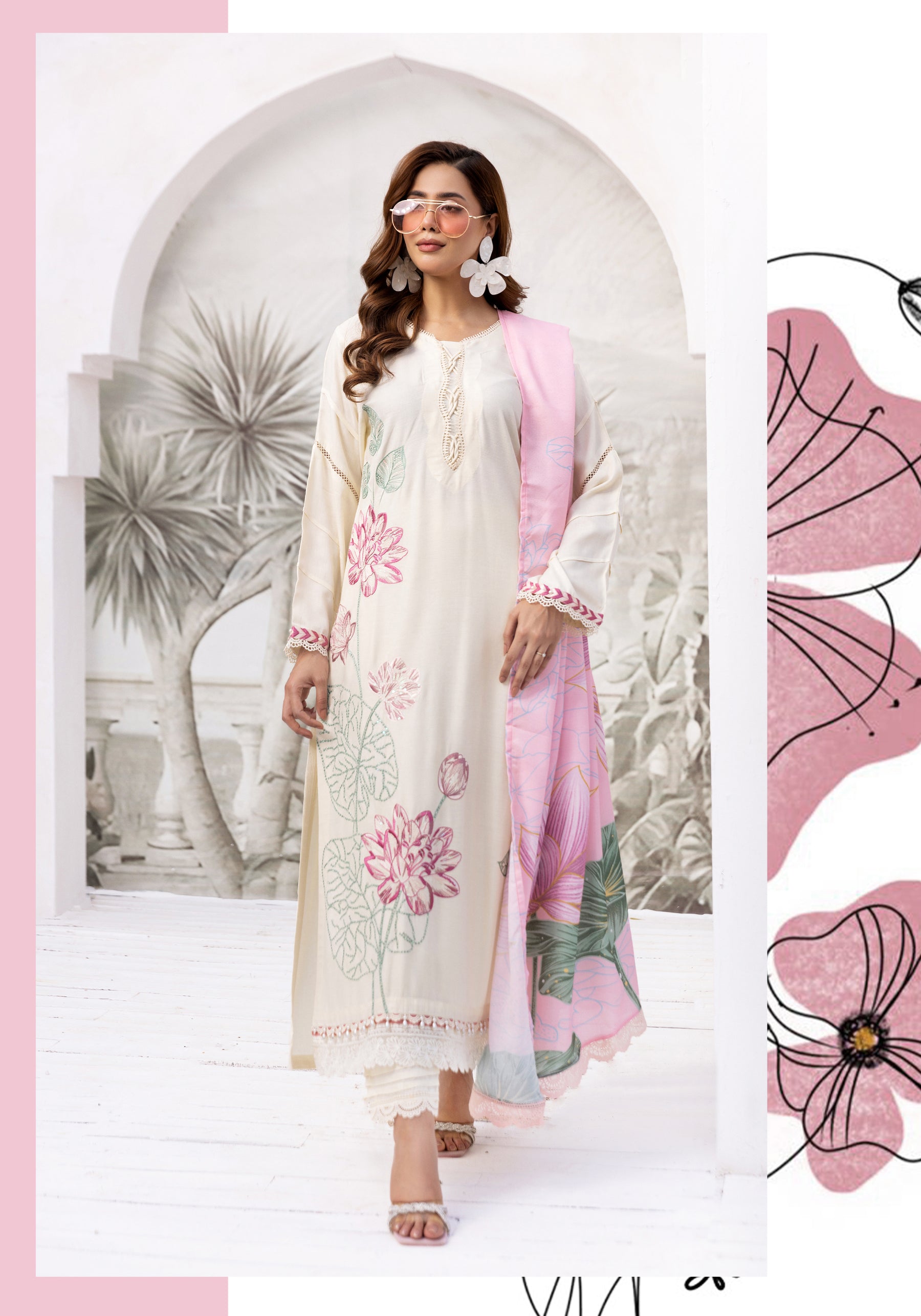 SIMRANS PETAL LUXURY EMBROIDERED HEAVY LINEN 3PC READYMADE SUKH0015