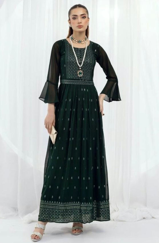 SIMRANS LUXURY EMBROIDERED CHIFFON KURTI - SLK606