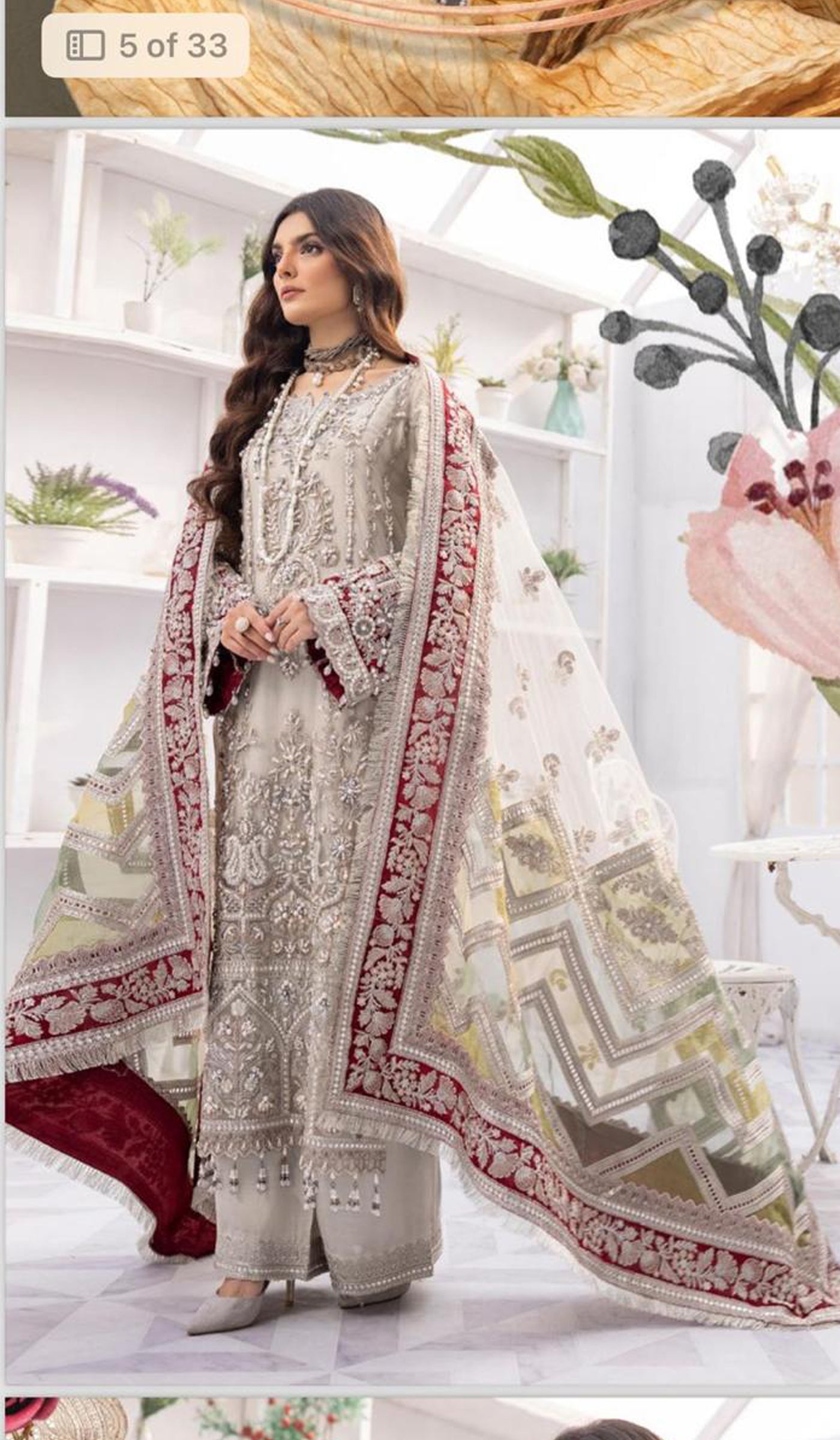 Simrans chiffon Imrozia 3 piece luxury embroidered net suit 702