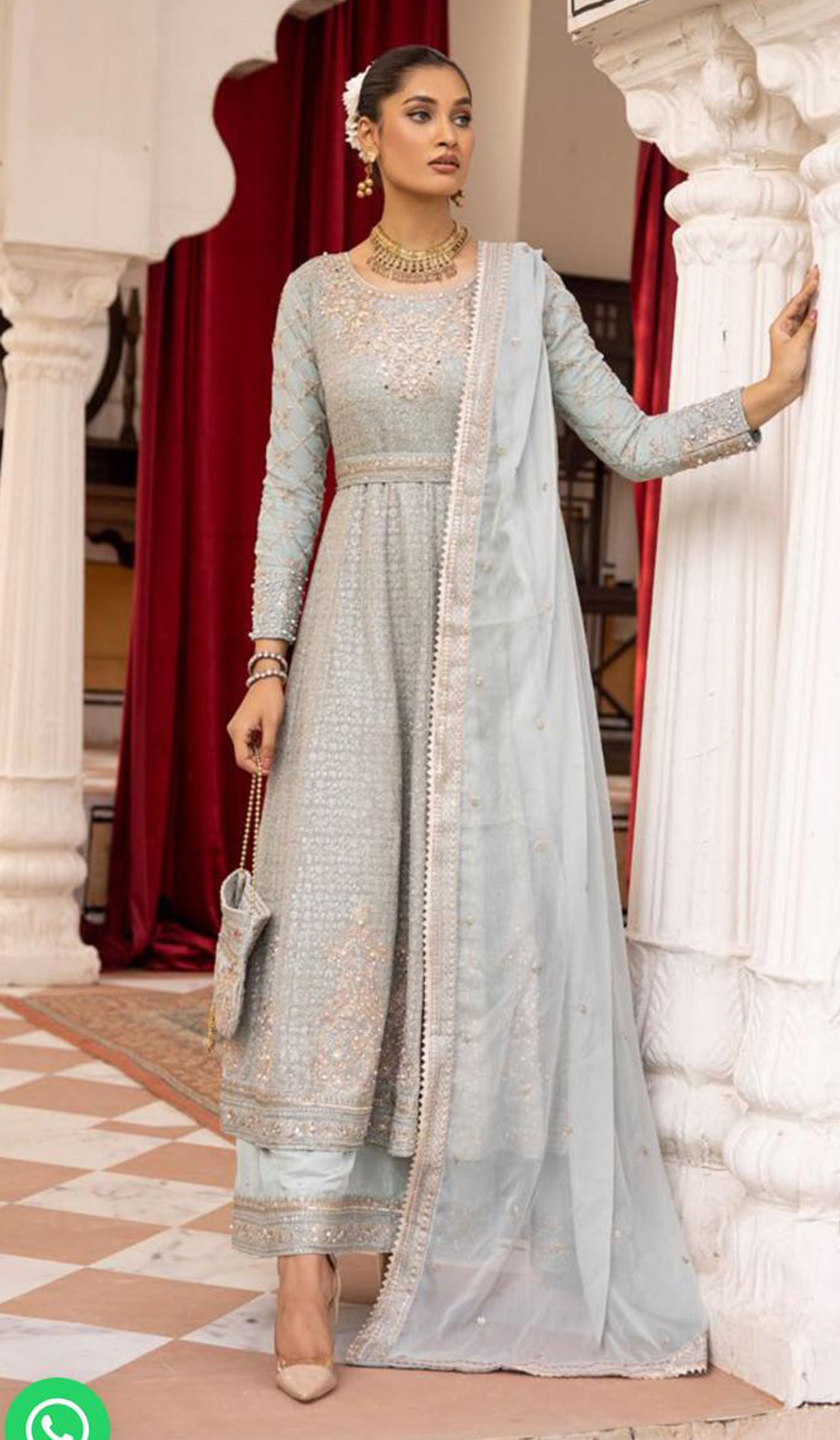 SIMRANS Firuzeh wedding collection  chiffon 3 piece gown with lengha