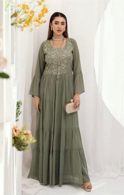 SIMRANS LUXURY EMBROIDERED CHIFFON KURTI - SLK604