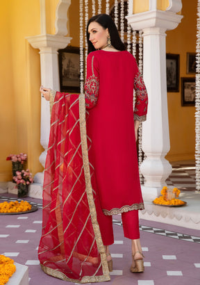 SIMRANS Khushian wedding collection 3 piece dark pink coloured suit - chiffon