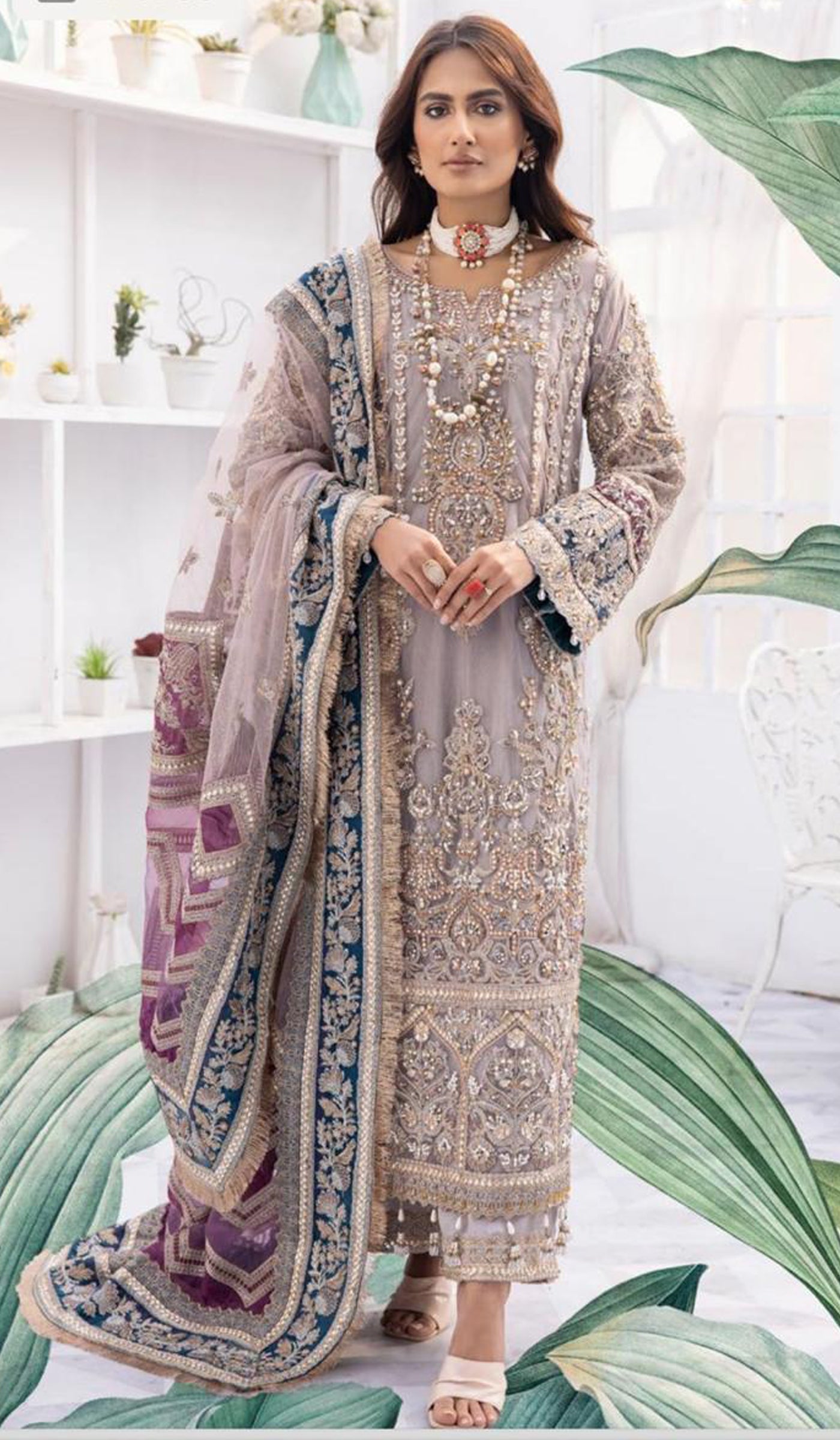 Simrans chiffon Imrozia 3 piece luxury embroidered net suit 701