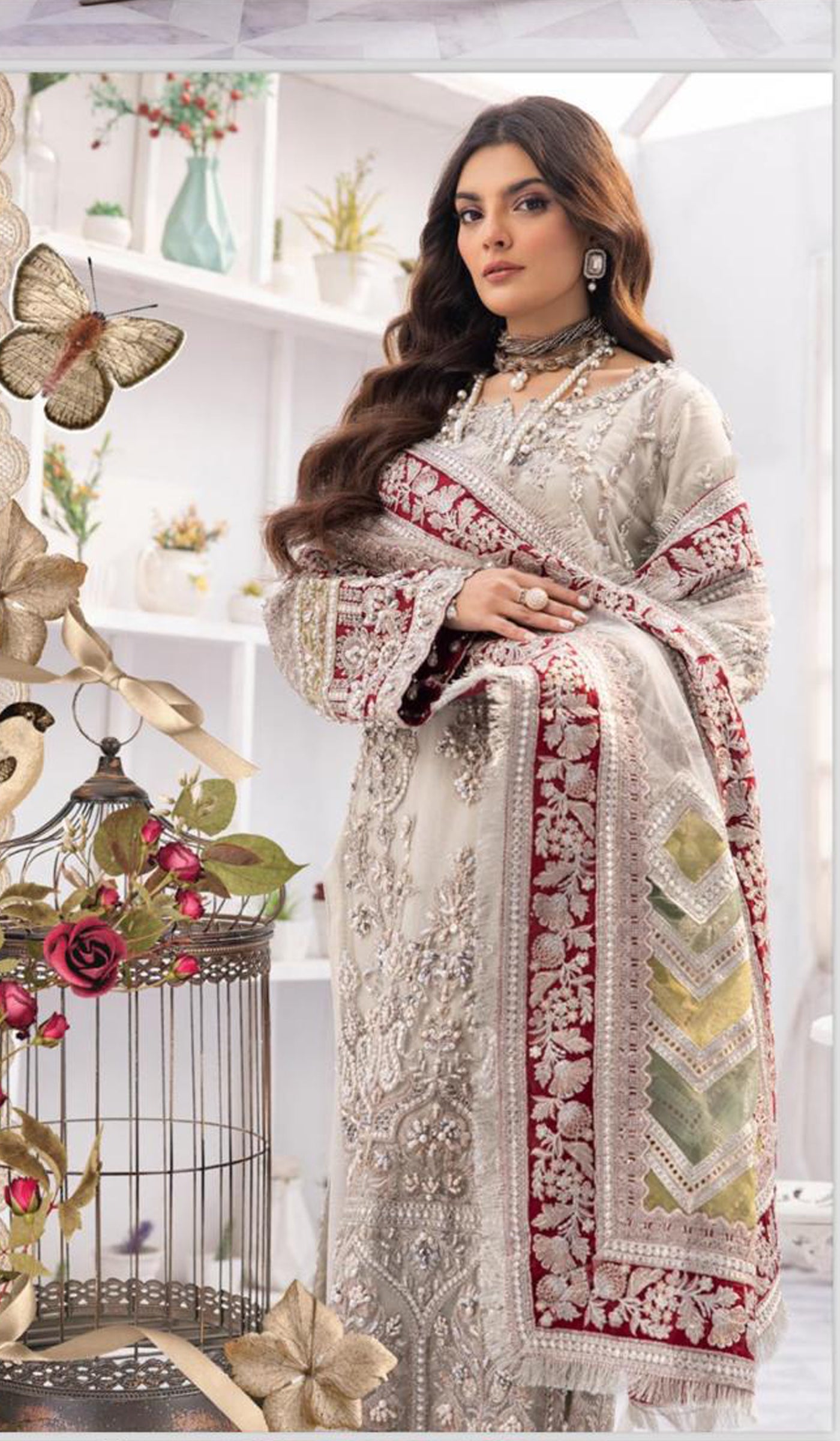 Simrans chiffon Imrozia 3 piece luxury embroidered net suit 702