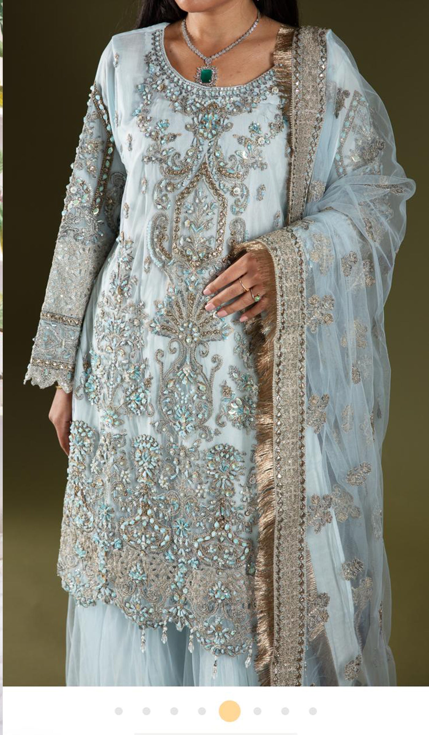 SIMRANS chiffon Imrozia 3 piece luxury embroidered gharara suit in blue