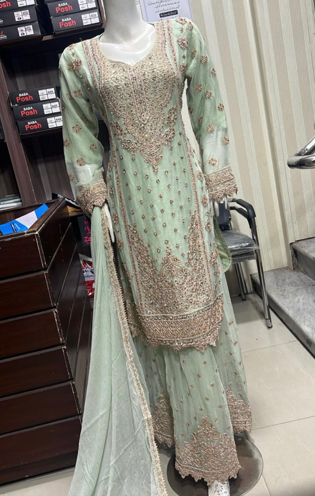 SHAZAIB | EMBROIDERED CHIFFON SHARARAH READYMADE | SZ198