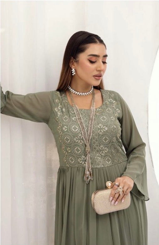 SIMRANS LUXURY EMBROIDERED CHIFFON KURTI - SLK604