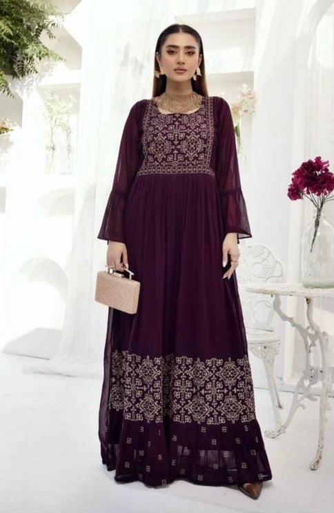 SIMRANS LUXURY EMBROIDERED CHIFFON KURTI - SLK605