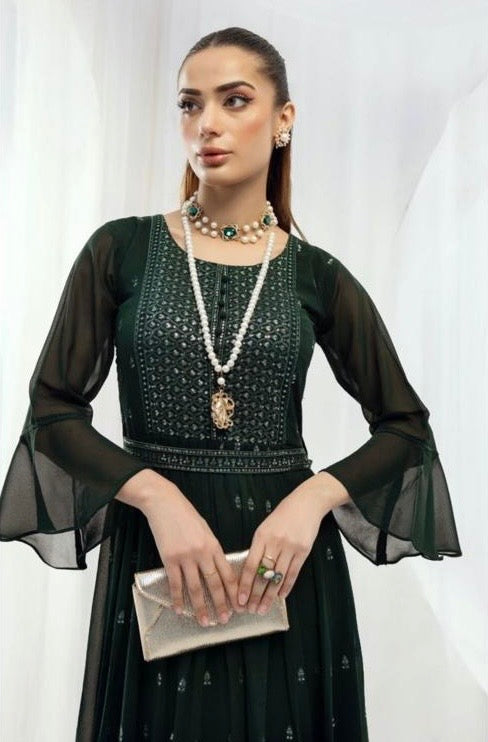 SIMRANS LUXURY EMBROIDERED CHIFFON KURTI - SLK606