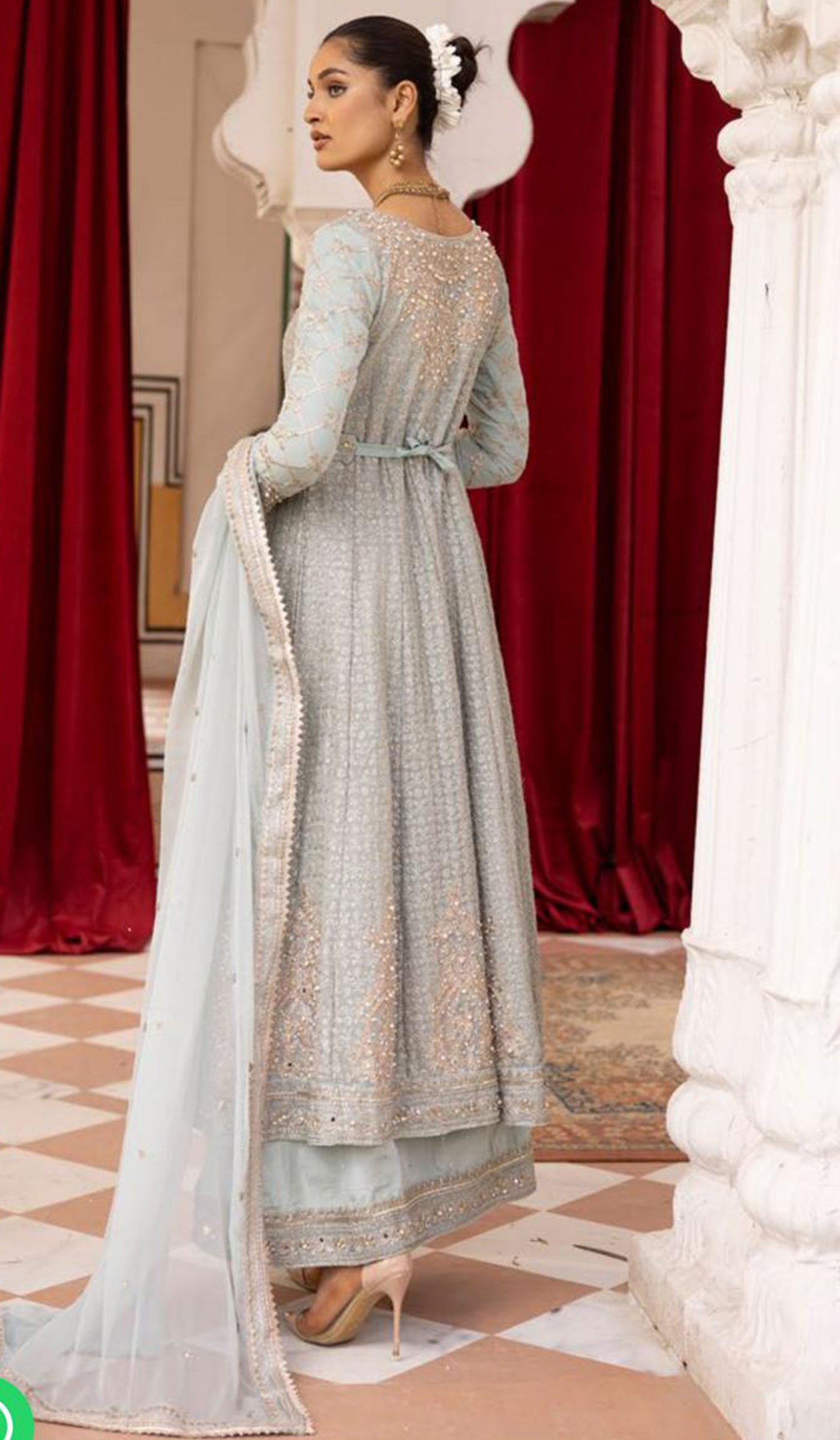 SIMRANS Firuzeh wedding collection  chiffon 3 piece gown with lengha