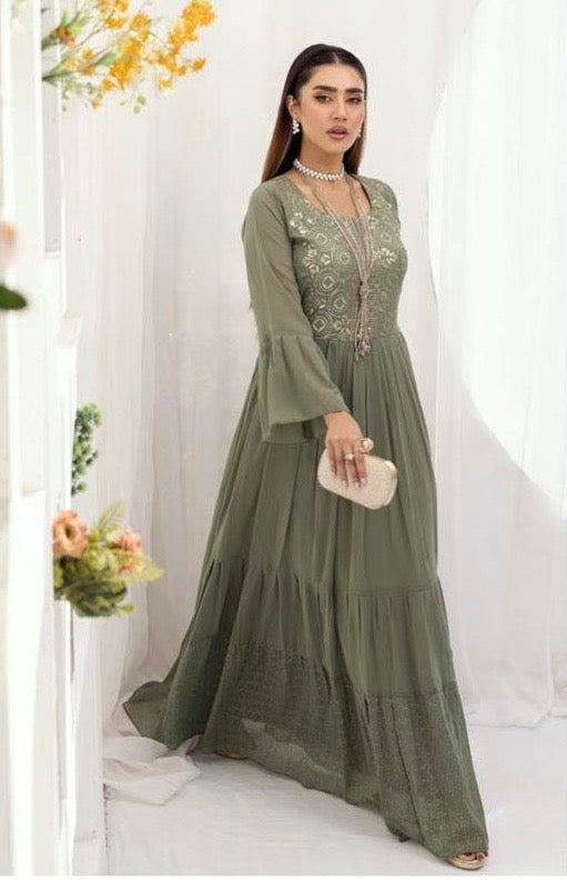 SIMRANS LUXURY EMBROIDERED CHIFFON KURTI - SLK604