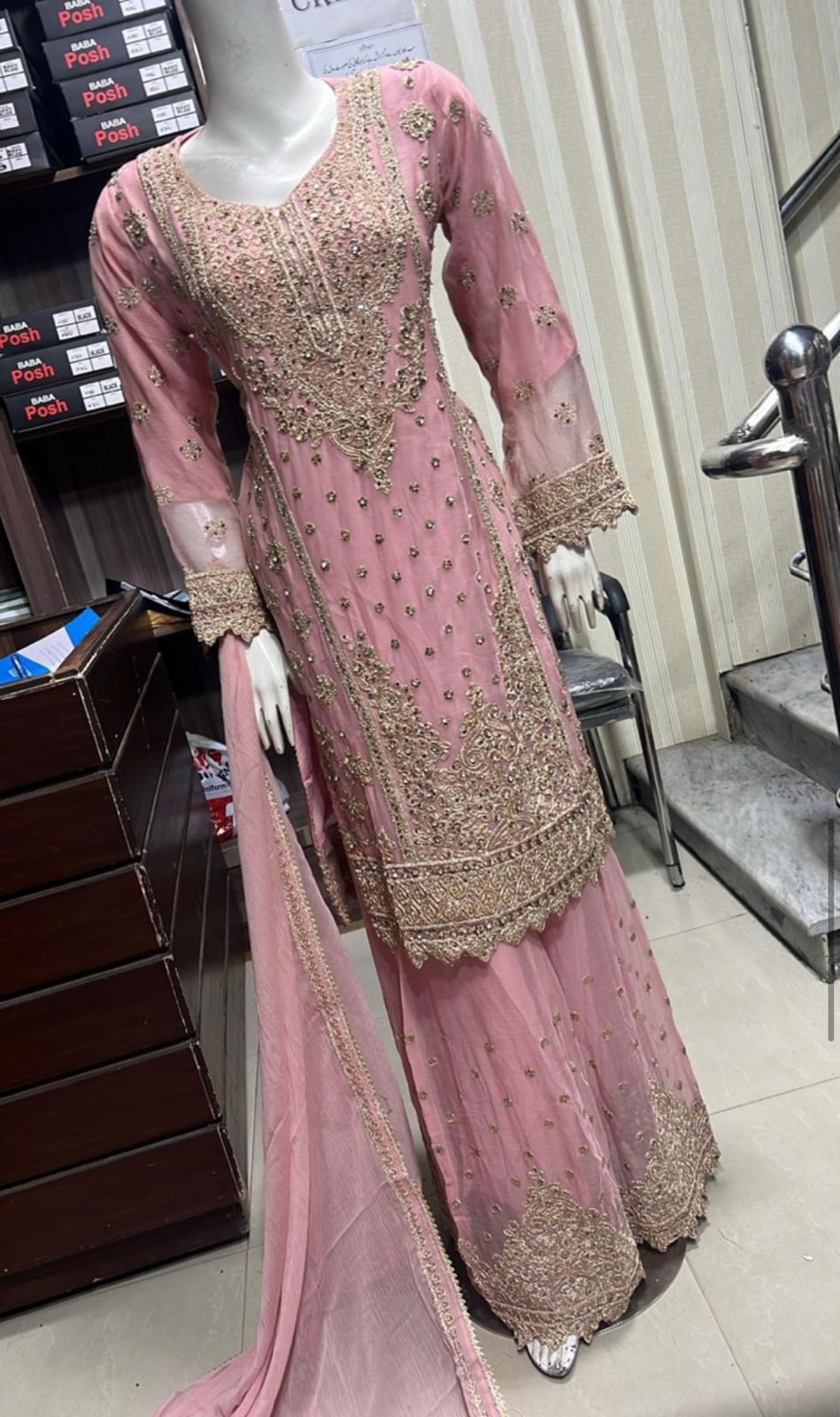 SHAZAIB | EMBROIDERED CHIFFON SHARARAH READYMADE | SZ199