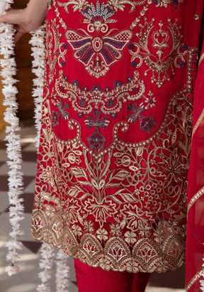 SIMRANS Khushian wedding collection 3 piece dark pink coloured suit - chiffon