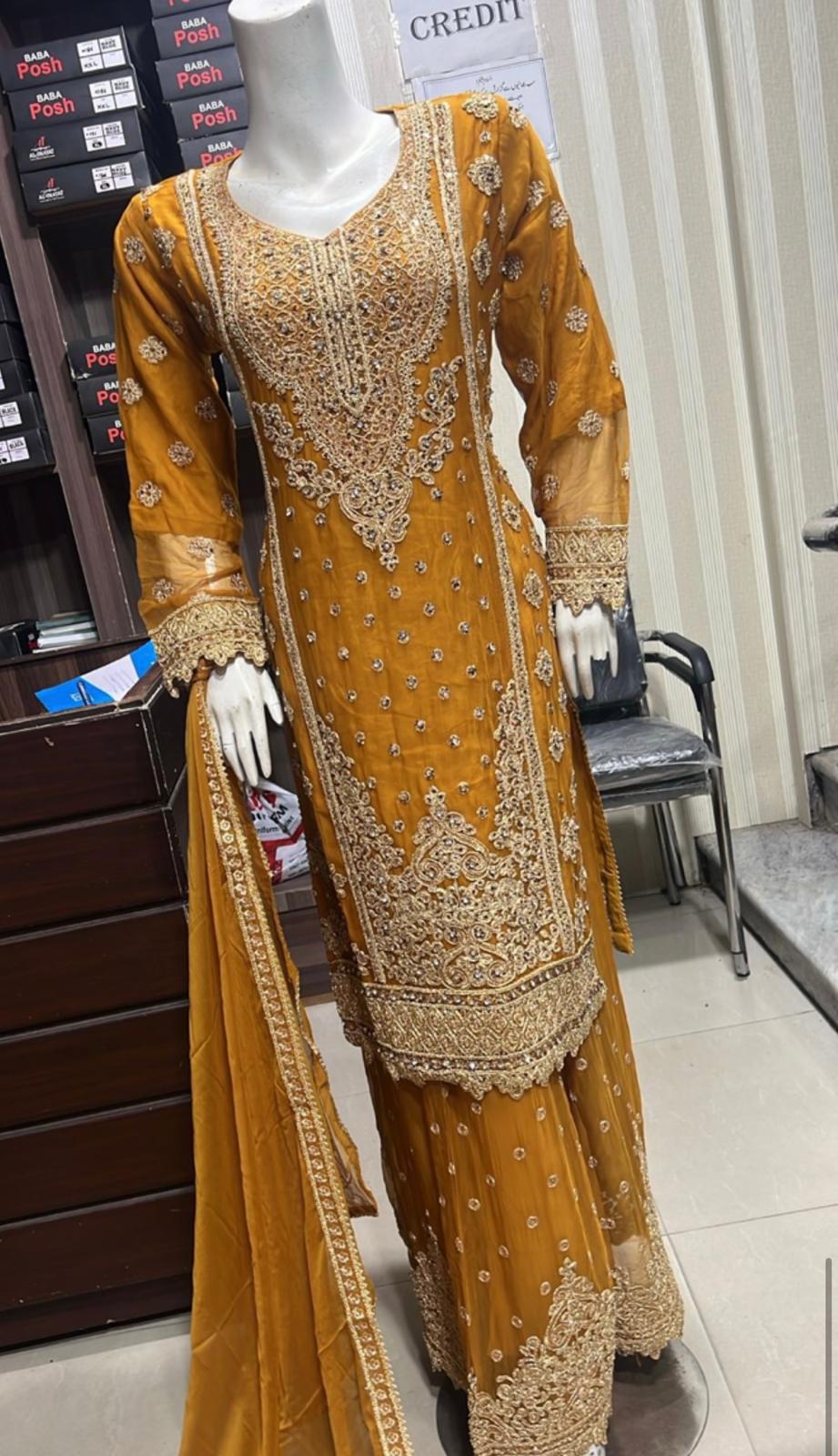 SHAZAIB | EMBROIDERED CHIFFON SHARARAH READYMADE | SZ200