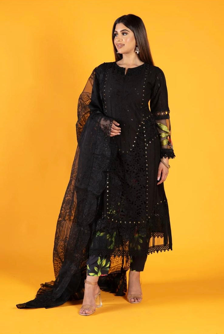 SIMRANS Maria B Inspired Embroidered Lawn D2421-3 Piece Outfit With Straight Trousers