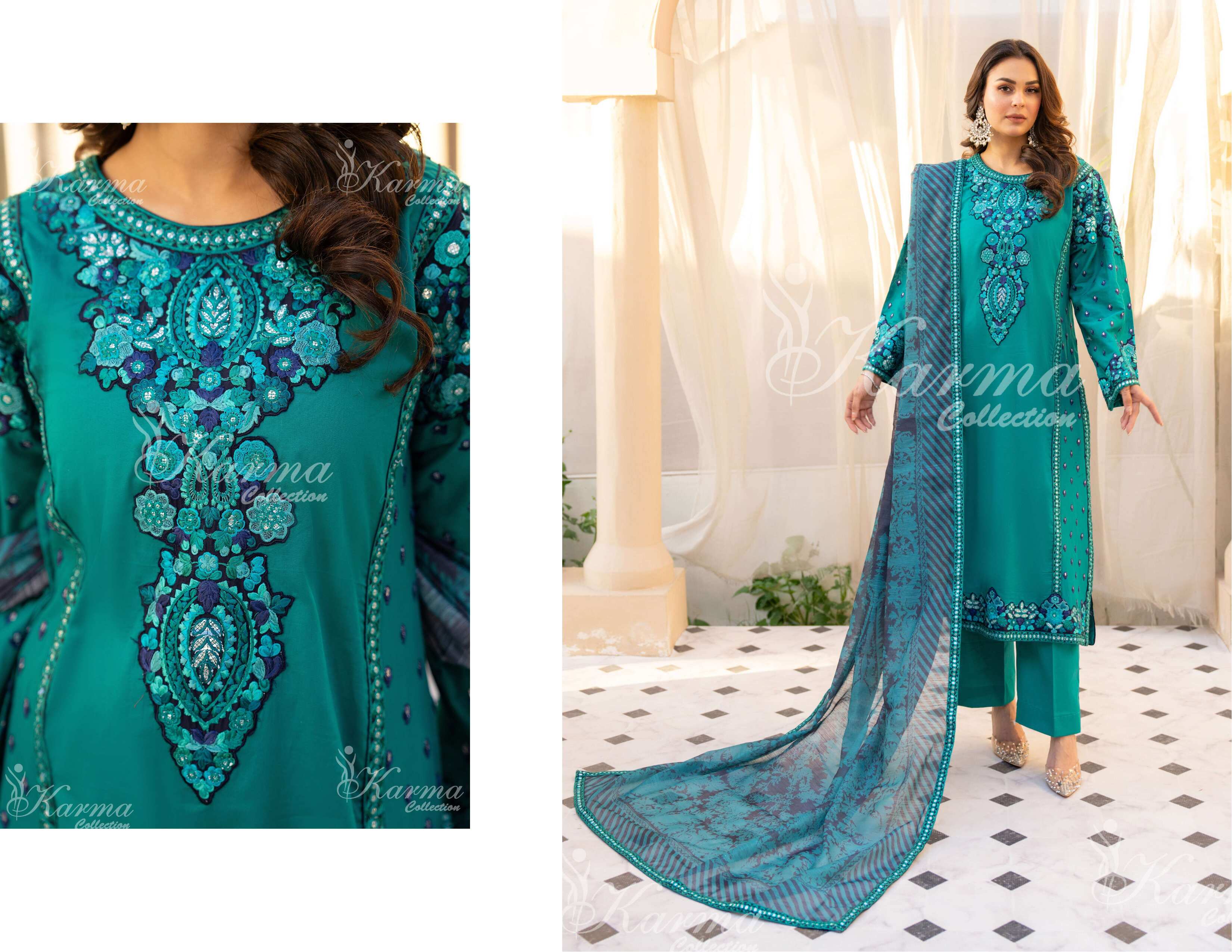 KARMA COLLECTION | EMBROIDERED COTTON READYMADE | KMA-1348