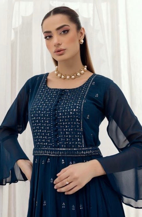 SIMRANS LUXURY EMBROIDERED CHIFFON KURTI - SLK609