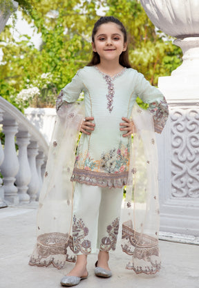 SIMRANS Ivana beaded embroidered lawn suit in light mint Mother Daughter/kids