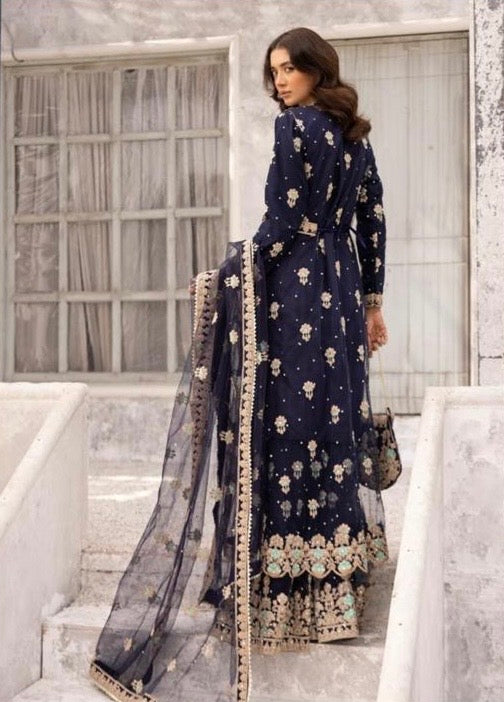 SIMRAN 3 Piece LUXURY embroidered chiffon jacket style suit 211