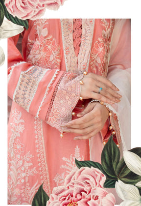 SIMRANS FIESTA MOTHER DAUGHTER/kids luxury embroidery lawn collection in peach FMD-04