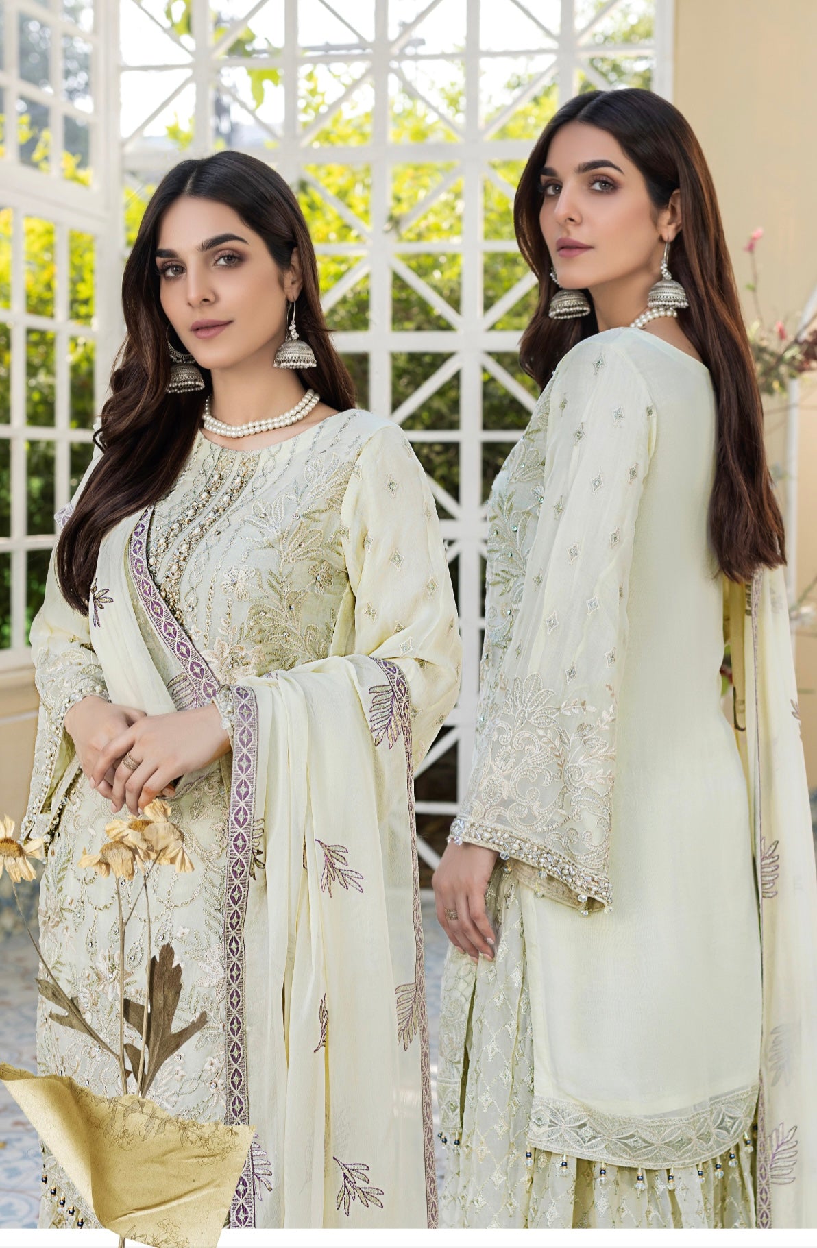 SIMRANS 3 Piece Amber chiffon collection Marshmallow suit MARSHMALLOW-CREAM