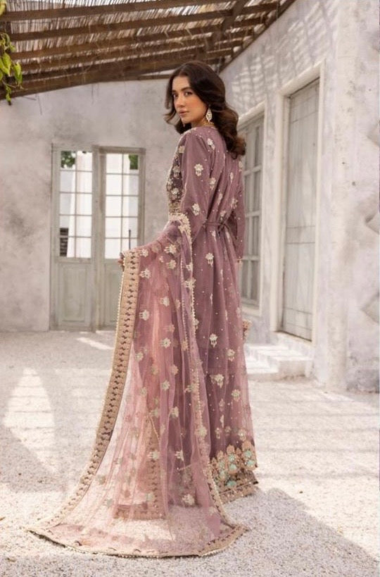 SIMRAN 3 Piece LUXURY embroidered chiffon jacket style suit 213