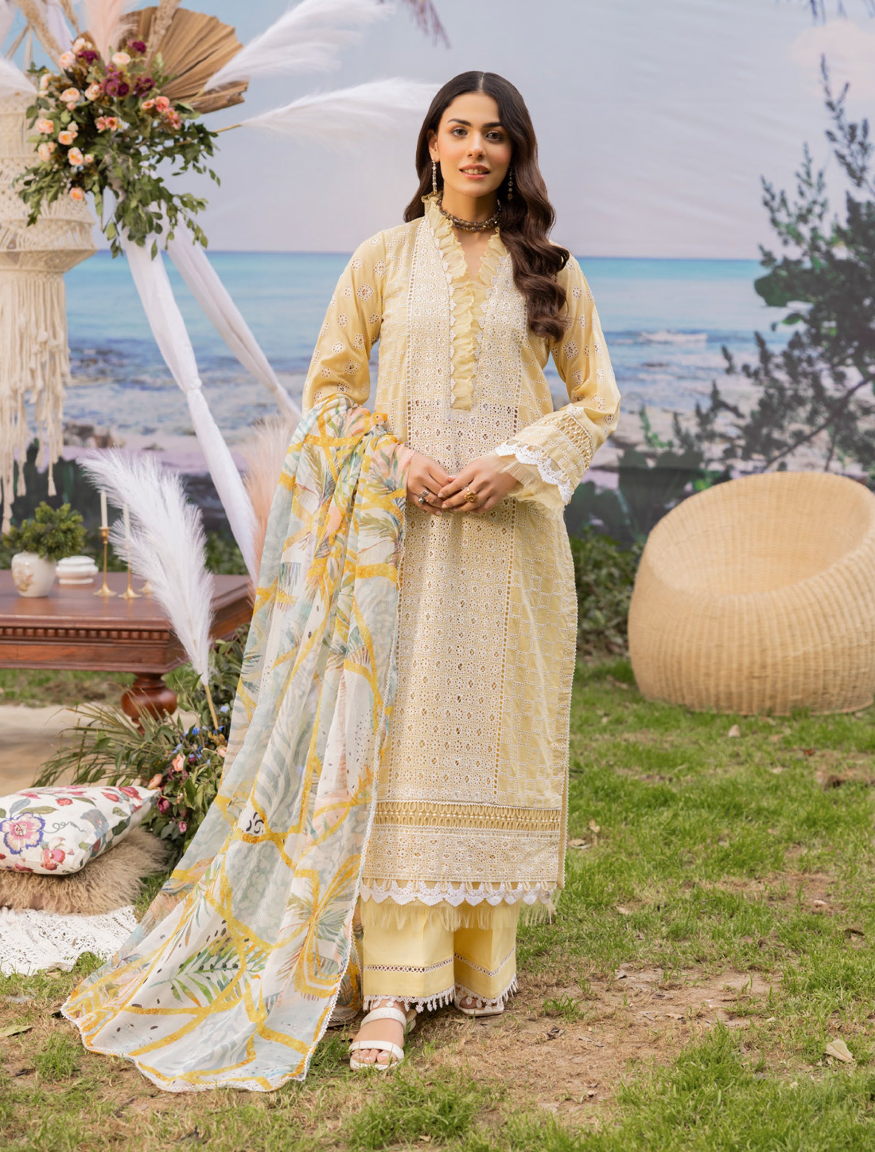 ADAN’S LAWN BY IRHA ZIA 3PC CHIKANKARI READYMADE ADLS247 SIMRANS