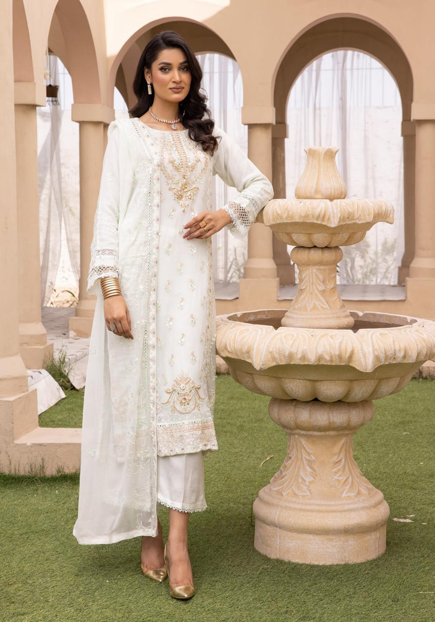 SIMRANS Agha Noor lux by Shiffonz 3 piece embroidered chiffon suit SMC5725