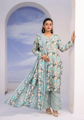 SIMRANS Ajrak Luxe 3 Piece Summer Cotton Lawn Outfit Readymade-SM53
