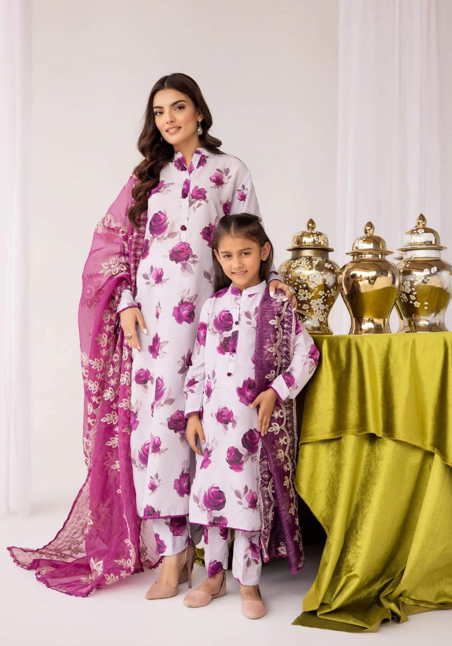 SIMRANS Iris silk lawn Mummy& Me/kids collection 3 piece readymade SM751