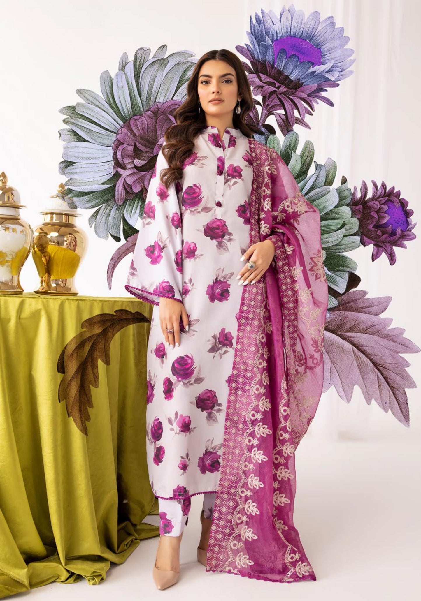 SIMRANS Iris silk lawn Mummy& Me/kids collection 3 piece readymade SM751