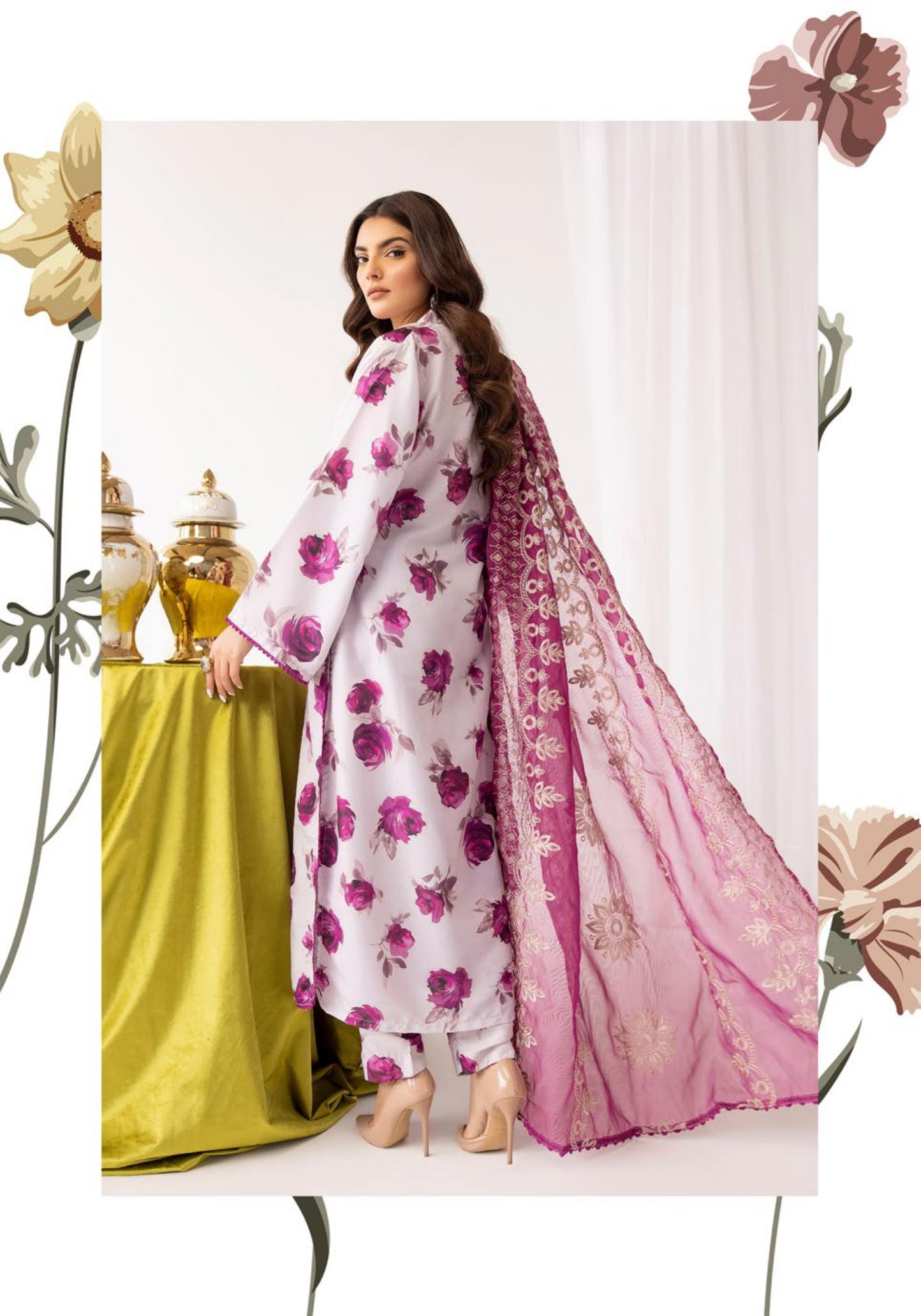 SIMRANS Iris silk lawn Mummy& Me/kids collection 3 piece readymade SM751