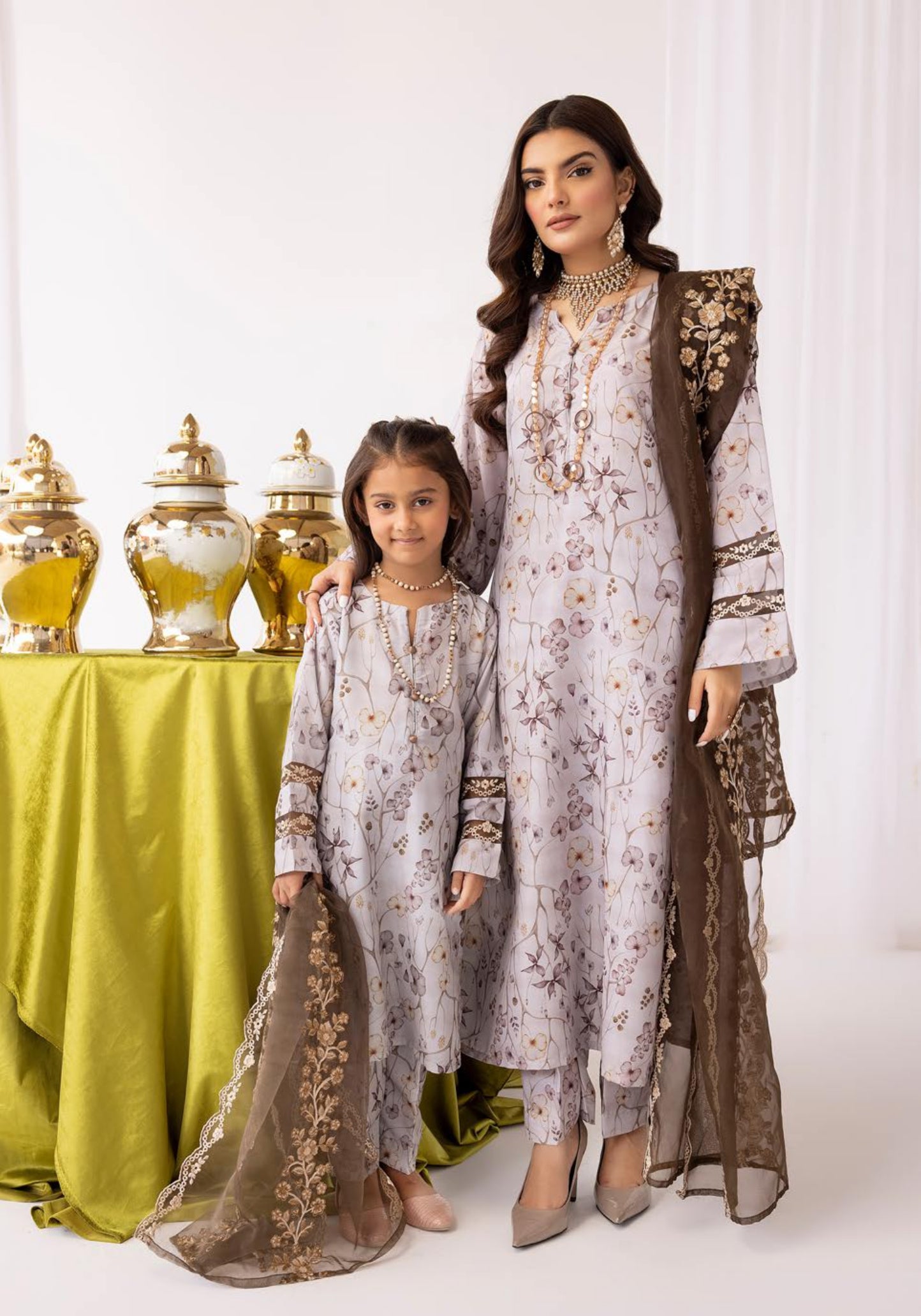 SIMRANS Iris silk lawn Mummy& Me/kids collection 3 piece readymade SM753