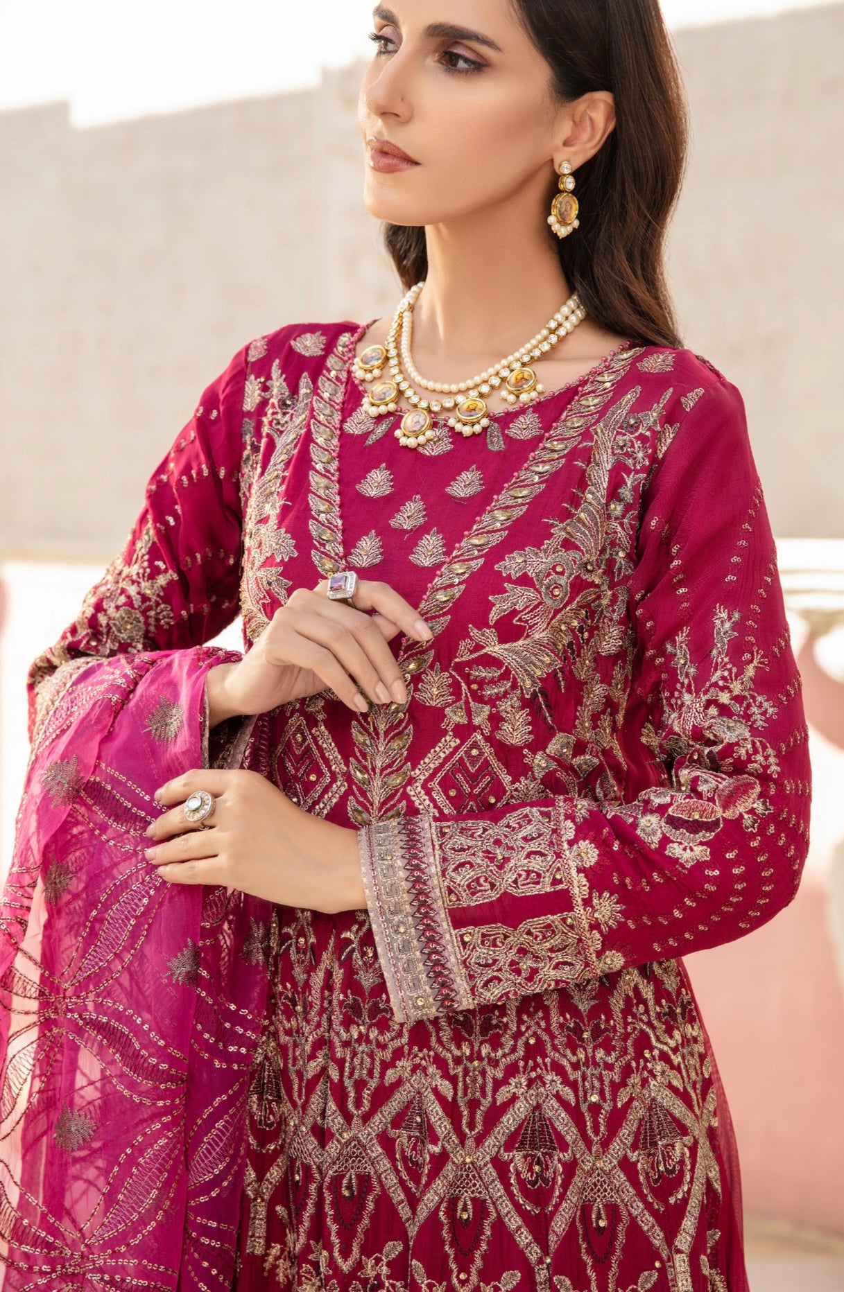 SIMRANS Ivana 3 piece chiffon embroidered collection ICD-007