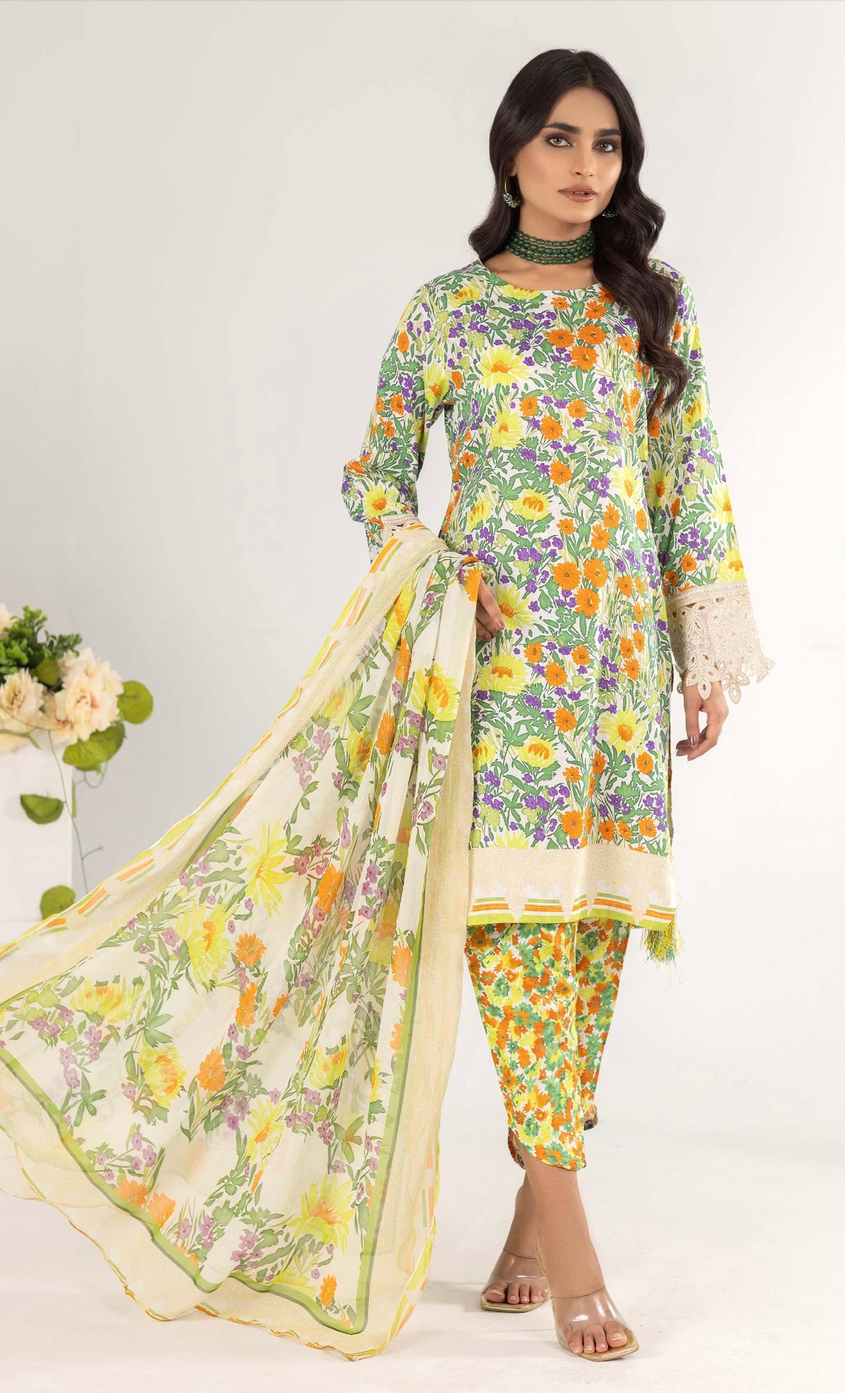 SIMRANS M PRINTS 3 PC EMBROIDERED READYMADE MBS-003