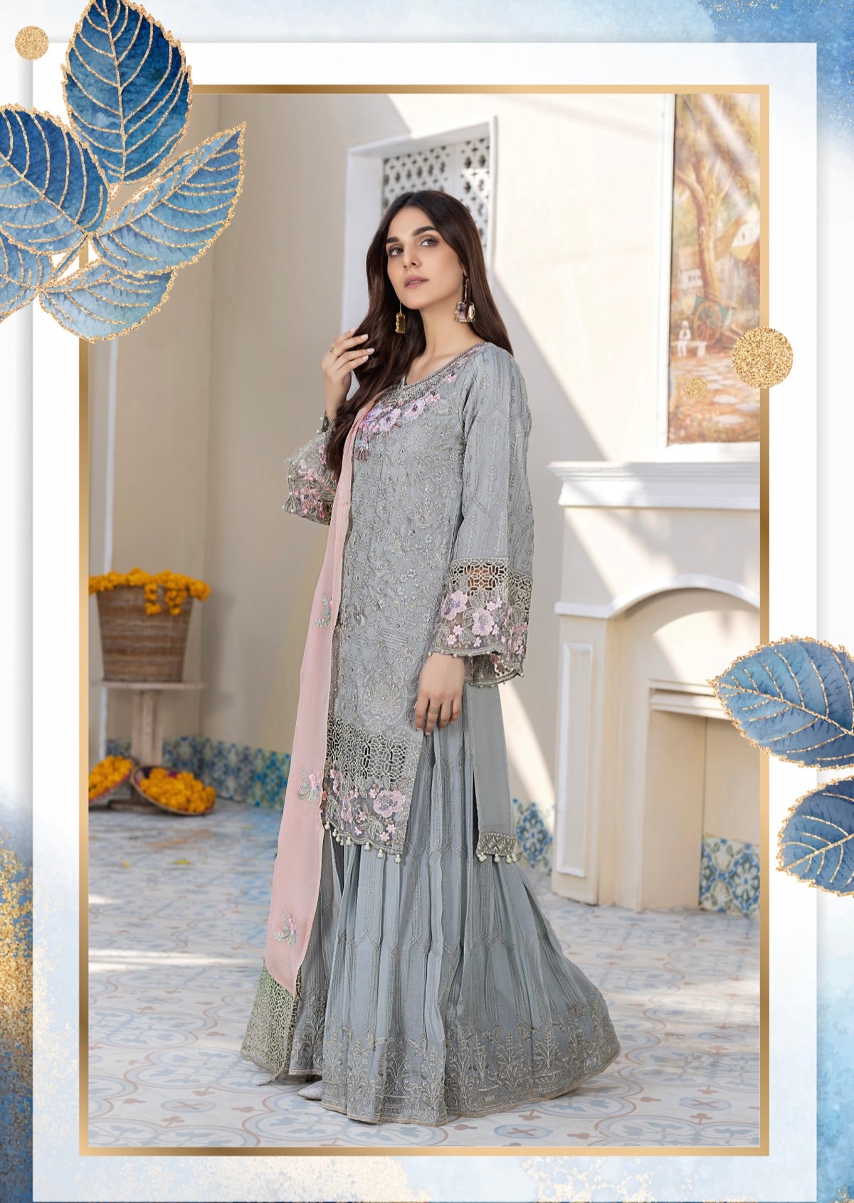 SIMRANS 3 Piece Amber chiffon collection suit ANTARCTICA-LIGHTMINT