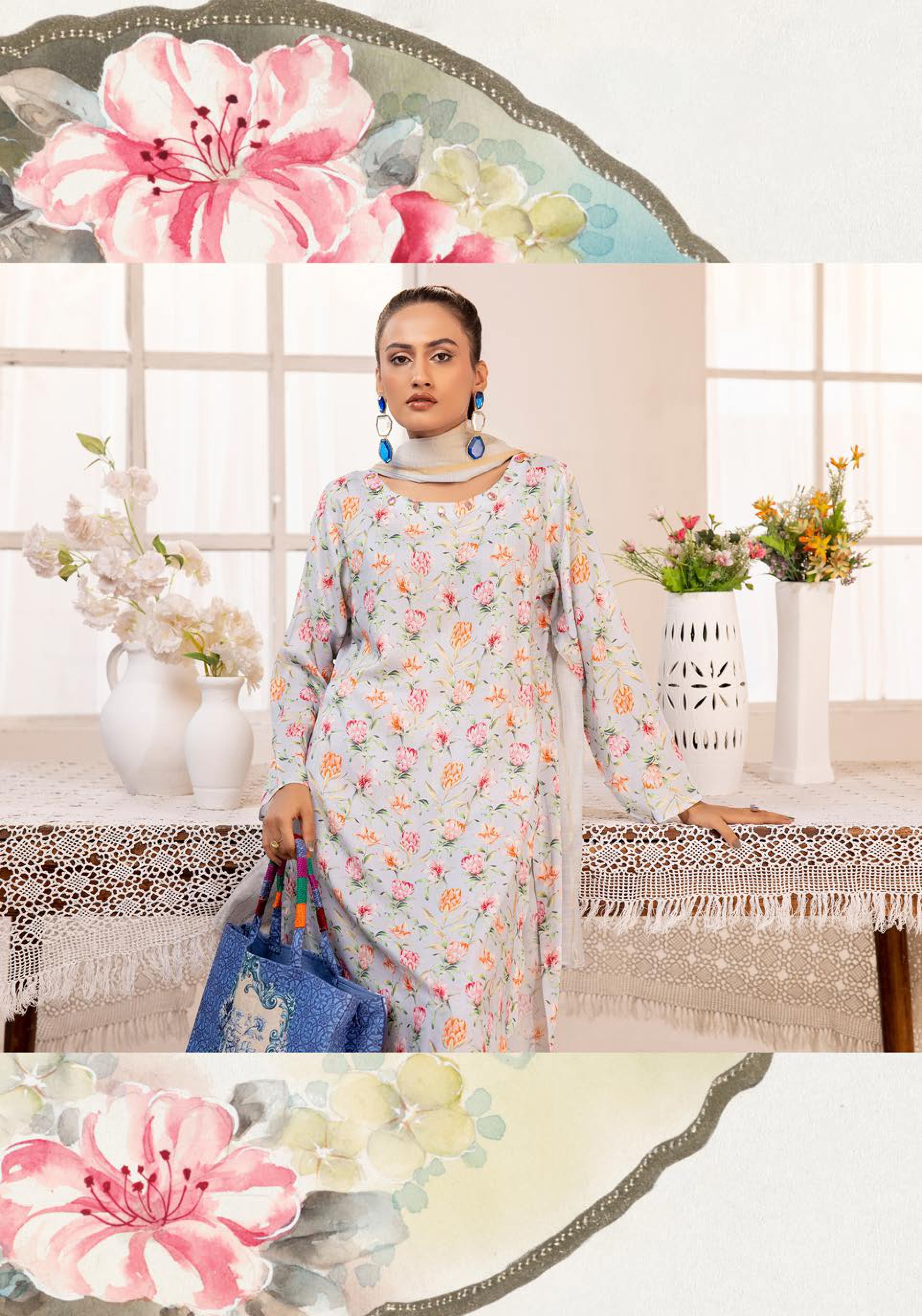 SIMRANS ‘HANNAH B’ | PRINTED LAWN READYMADE | SM502