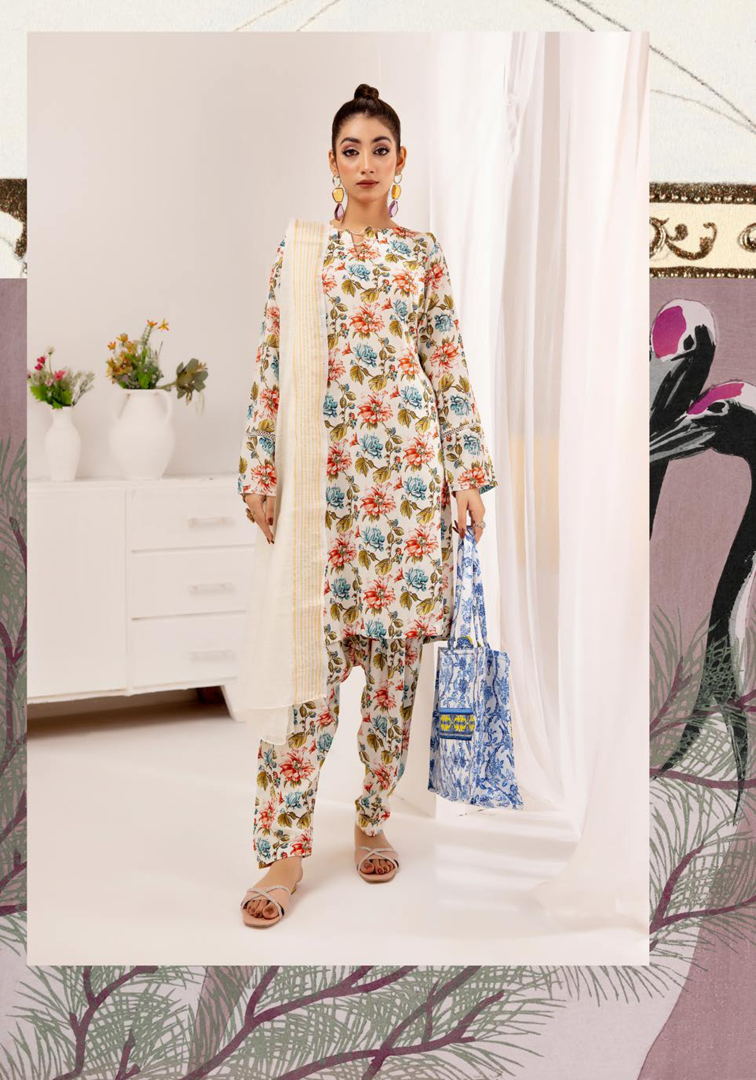 SIMRANS ‘HANNAH B’ | PRINTED LAWN READYMADE | SM506