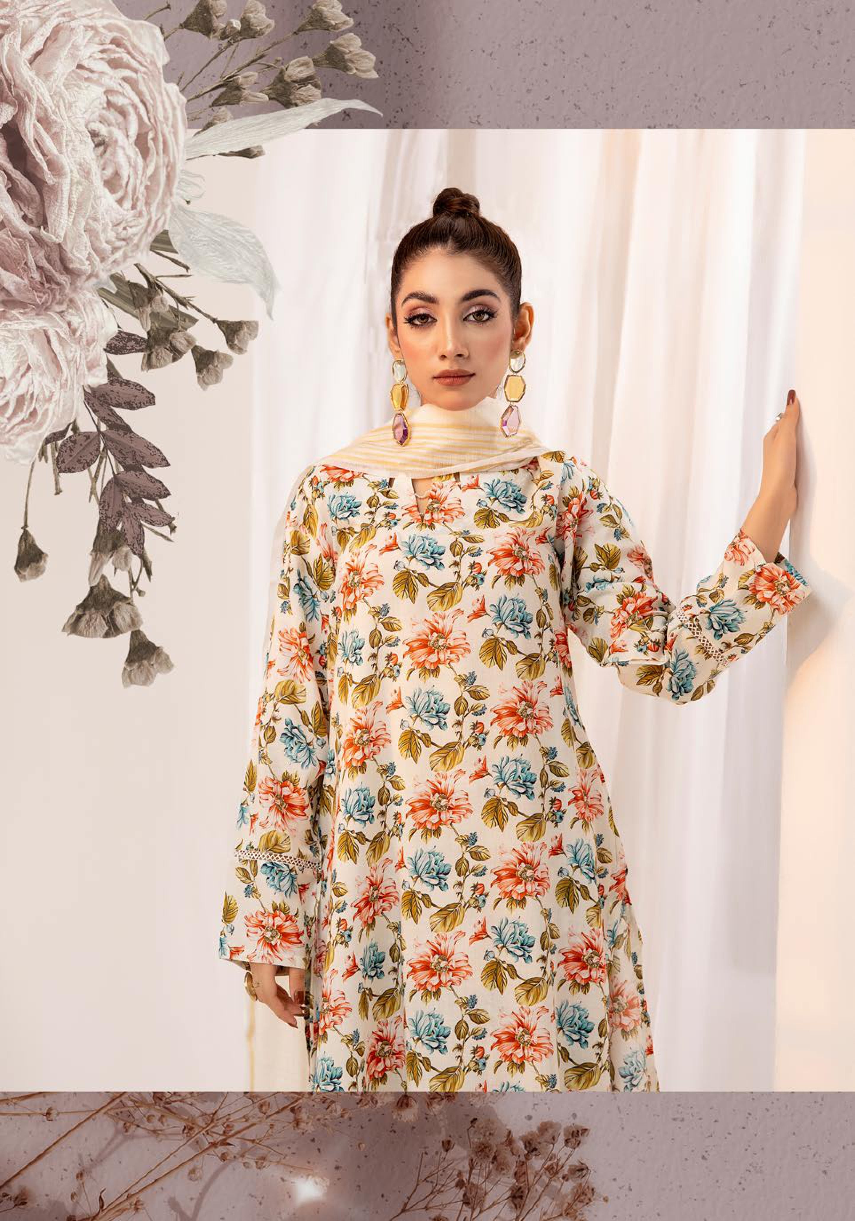 SIMRANS ‘HANNAH B’ | PRINTED LAWN READYMADE | SM506