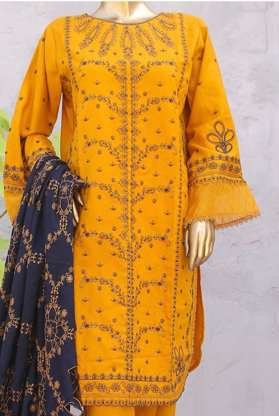 BIN SAEED JANAN EMBROIDERED DHANAK 3PC READYMADE BSJD7869