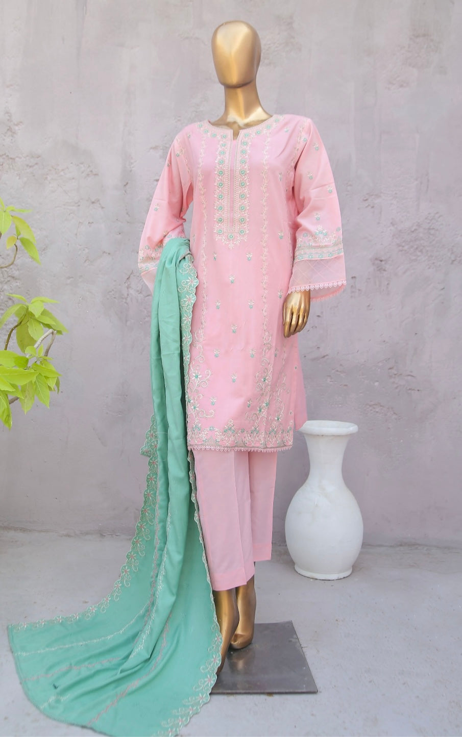 BIN SAEED JANAN EMBROIDERED DHANAK 3PC READYMADE BSJD7864