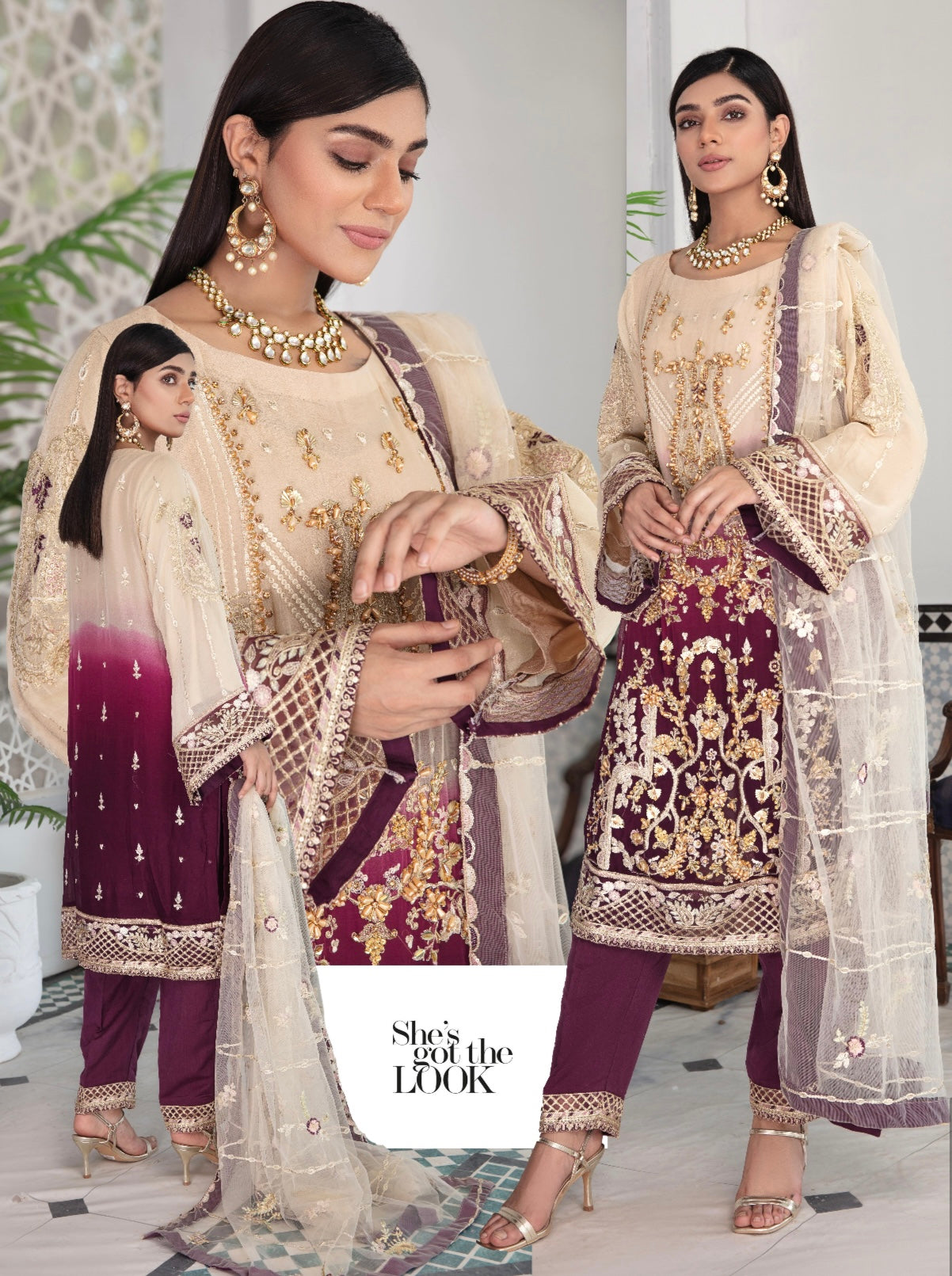 SIMRANS ‘NUR’ | LUXURY EMBROIDERED CHIFFON 3PC READYMADE | SM326