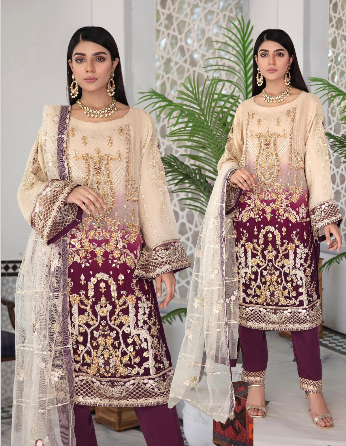 SIMRANS ‘NUR’ | LUXURY EMBROIDERED CHIFFON 3PC READYMADE | SM326