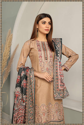 MAHJABEEN BY SIMRANS EMBROIDERED LINEN 3PC READYMADE SMJL002