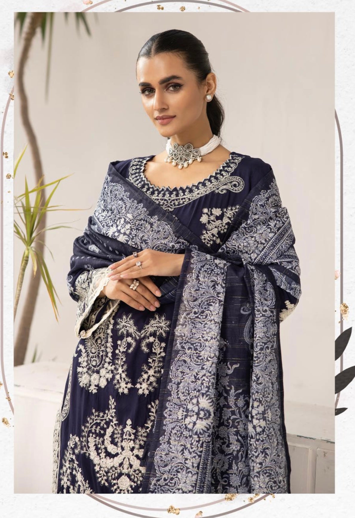 SIMRANS |SANA SAFINA DIGITAL EMBROIDERED LINEN 3PC READYMADE | ARTICLE-04