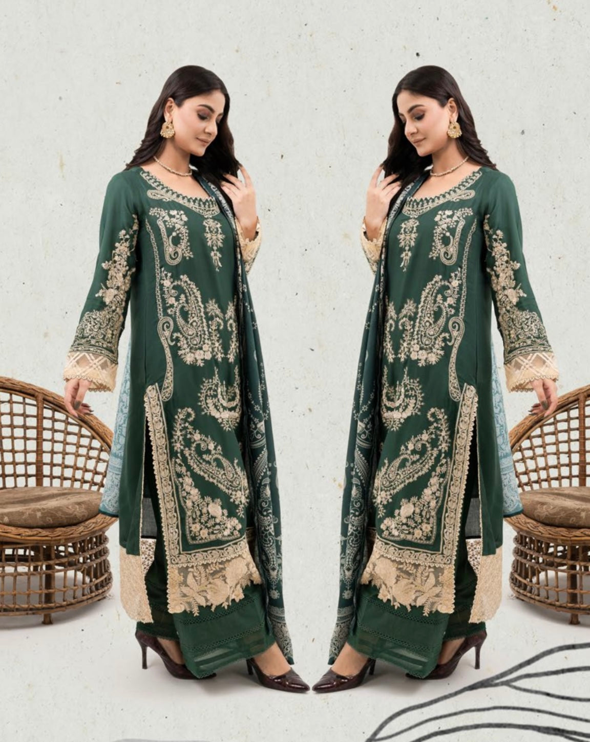 SIMRANS |SANA SAFINA DIGITAL EMBROIDERED LINEN 3PC READYMADE | ARTICLE-01